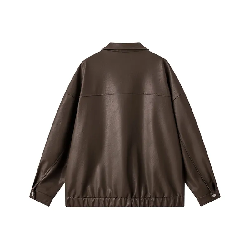 LUYUSHANYU Jacket Rugged Leather Jacket Unisex-3
