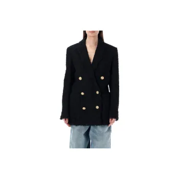 BALMAIN Oversized Double-breasted Tweed Blazer