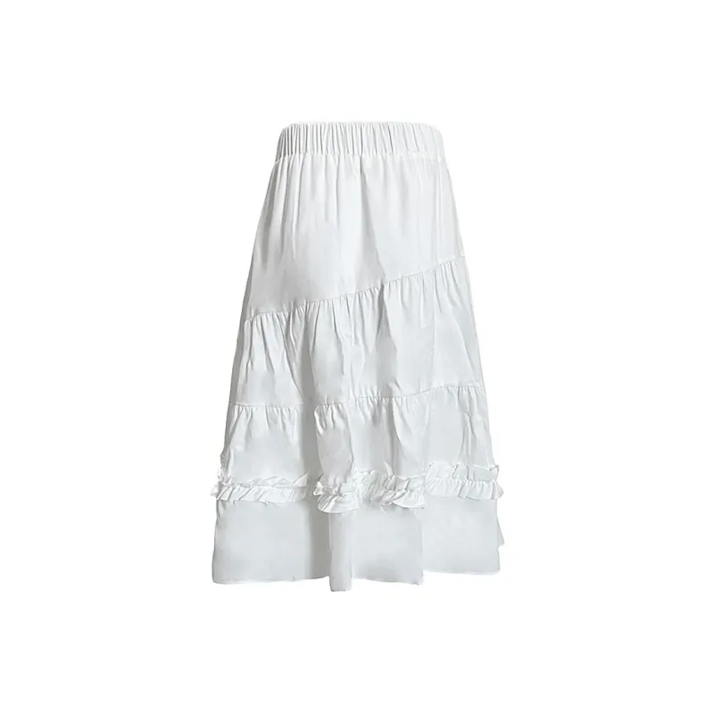ZAVK Casual Long Skirt Women's White-1