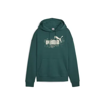 PUMA ESS + ESSENTIALS+ FLORAL VIBES Hoodie FL Sweatshirt Women's Green