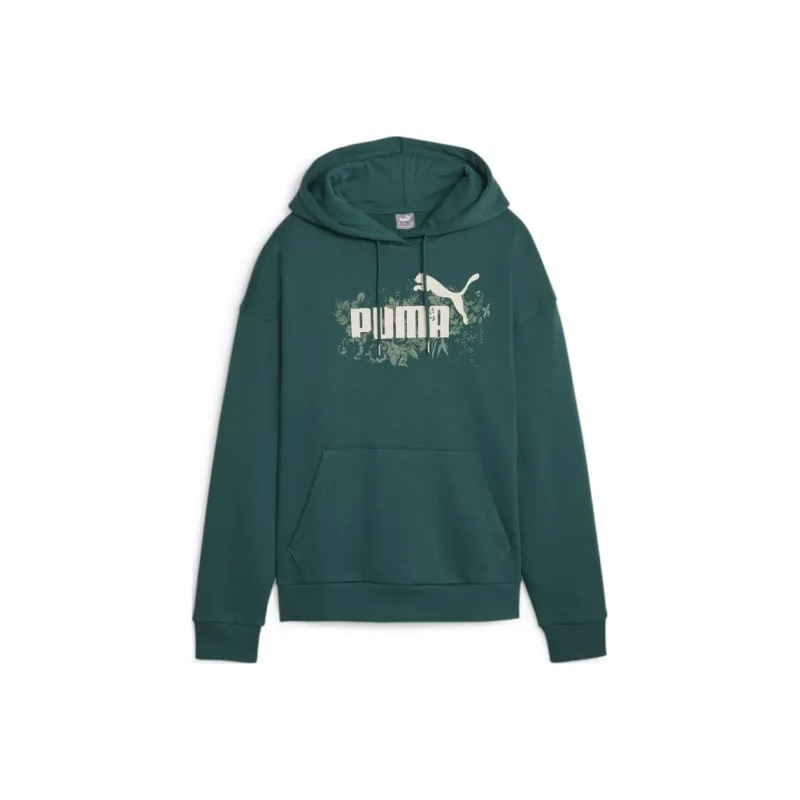 PUMA ESS + ESSENTIALS+ FLORAL VIBES Hoodie FL Sweatshirt Women's Green-0