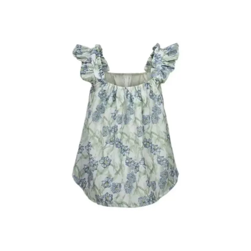 ABBY GODDESS Fashion Small Flying Sleeves Cropped Camisole Top Women's-0
