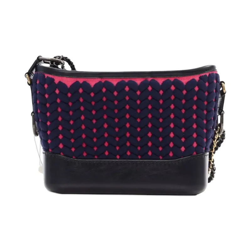 CHANEL 2019 Small Knit And Calfskin Gabrielle Hobo Crossbody Bag-2