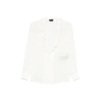 TOM FORD Ruffle Detailed V Neck Blouse