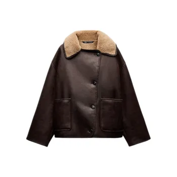 ZARA ZW Series Jackets Coats Women's Burgundy Burgundy