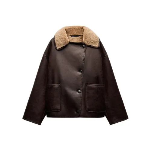 ZARA ZW Series Jackets Coats Women's Burgundy Burgundy