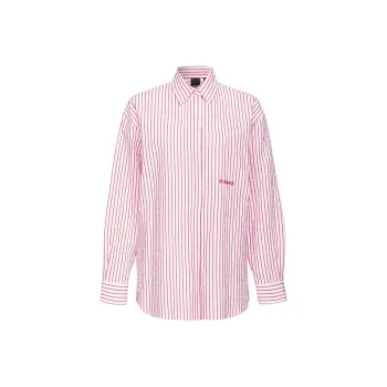 PINKO SS24 Striped Seersucker Shirt Shirt Women's Red
