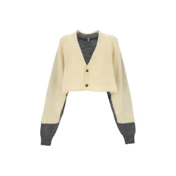 LOEWE Cropped Cardigan 'Yellow/Grey'