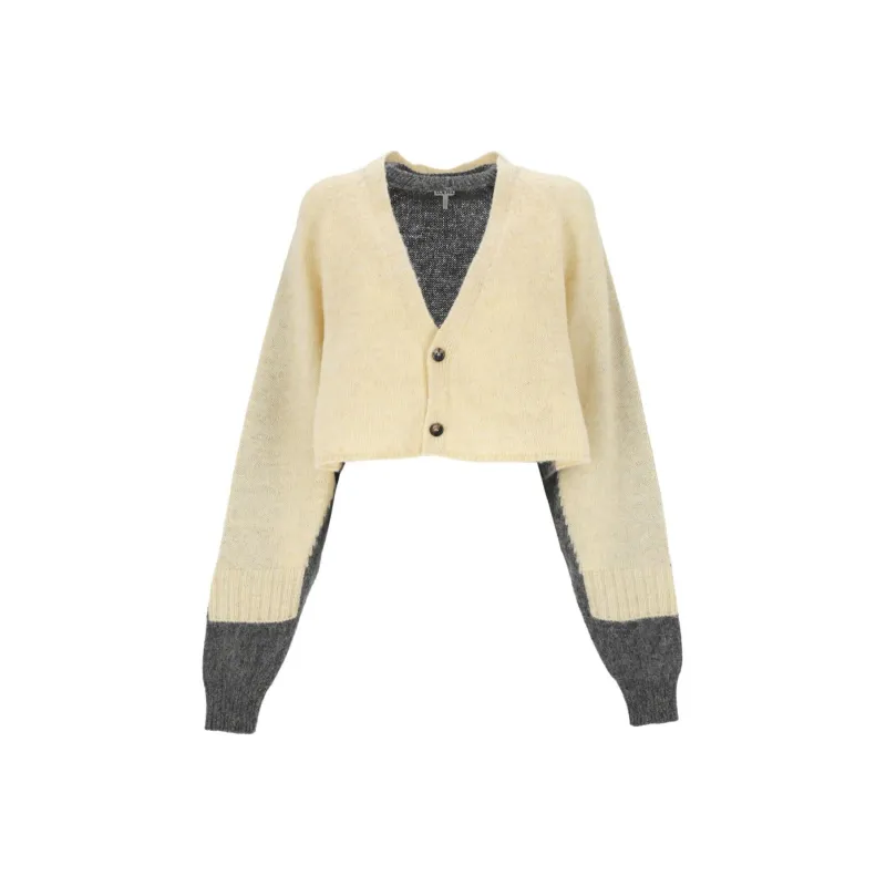 LOEWE Cropped Cardigan 'Yellow/Grey'-0