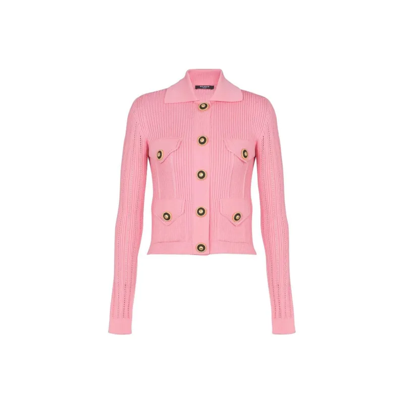 BALMAIN Logo embroidered Knit Cardigan-0