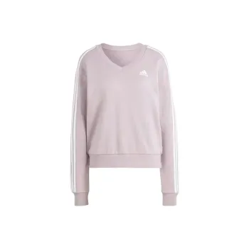 adidas Essentials Women's 3 Stripes V Neck Sweatshirt Purple