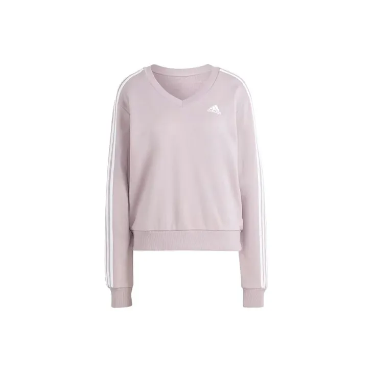 adidas Essentials Women's 3-Stripes V-Neck Sweatshirt Purple-0