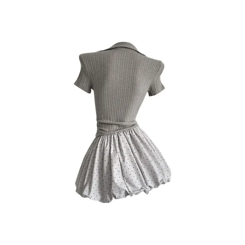 ZWTX STUDIO Short Sleeved Dress Women's Gray-1