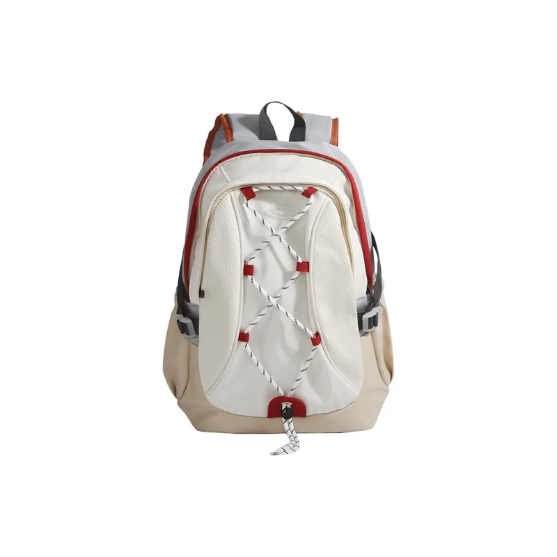 WICKBUEN Nylon Fabric Backpack Travel Bag Unisex White/Black/Purple-0