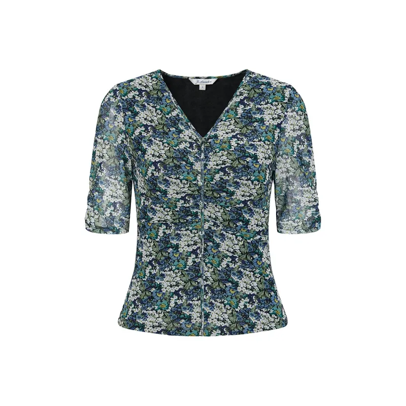 JZ. ANNAKRO Chiffon Shirt Women's Floral Green-0