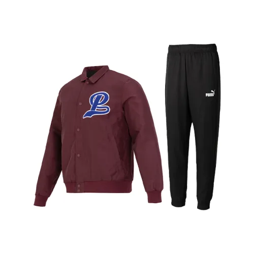 PUMA Casual Sportswear Men Burgundy Jacket+Black Pants