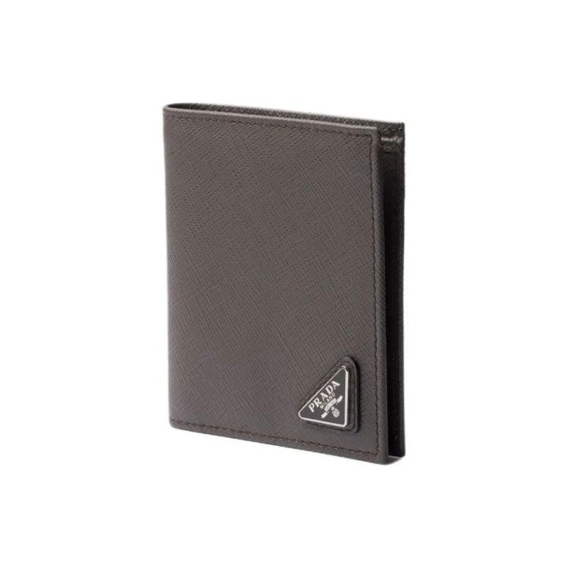 PRADA Saffiano Cow Leather Wallet Men's Smoke Gray-1