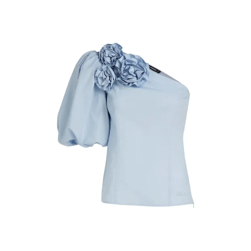 Karl Lagerfeld Floral appliqué One shoulder Blouse-0