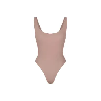 SKIMS COTTON RIB PICOT TANK BODYSUIT Bodysuits Women's UMBER/Brown