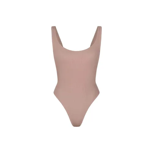 SKIMS COTTON RIB PICOT TANK BODYSUIT Bodysuits Women's UMBER/Brown