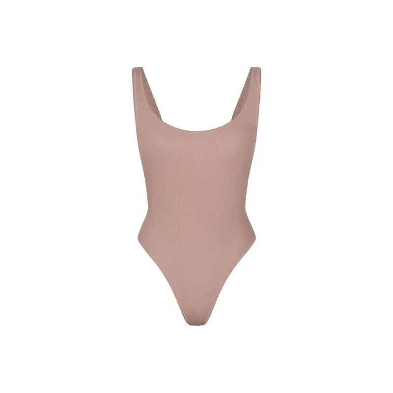 SKIMS COTTON RIB PICOT TANK BODYSUIT Bodysuits Women's UMBER/Brown-0