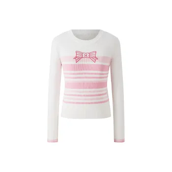 HERLIAN Knitwear Women's Pink With White Stripes