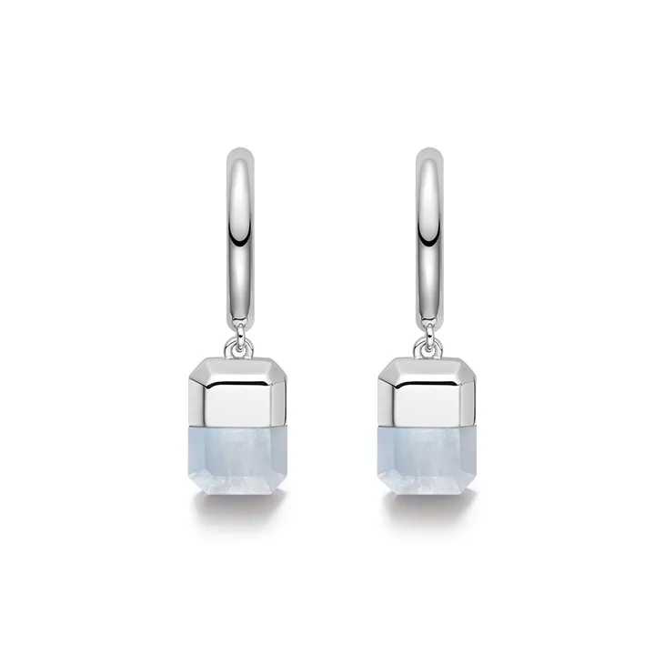 HEFANG Candy Series Copper Alloy Lucky Sugar Cube Hoop Earrings Women's-10
