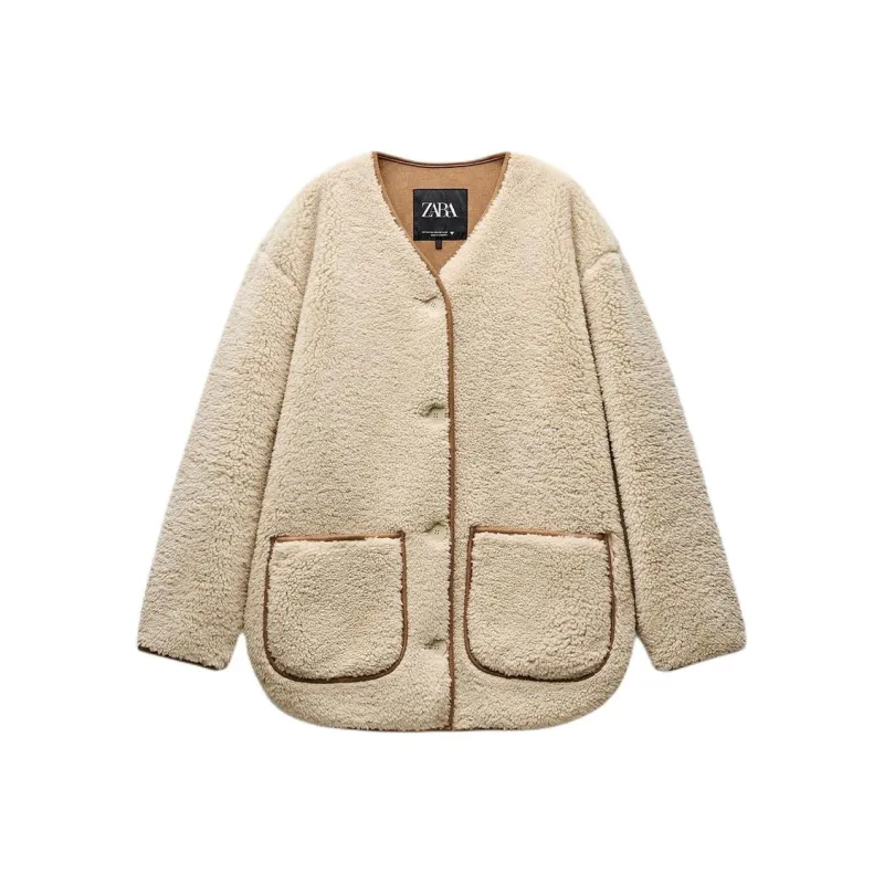 ZARA Trf Jackets Coats Women's Light Brown-0