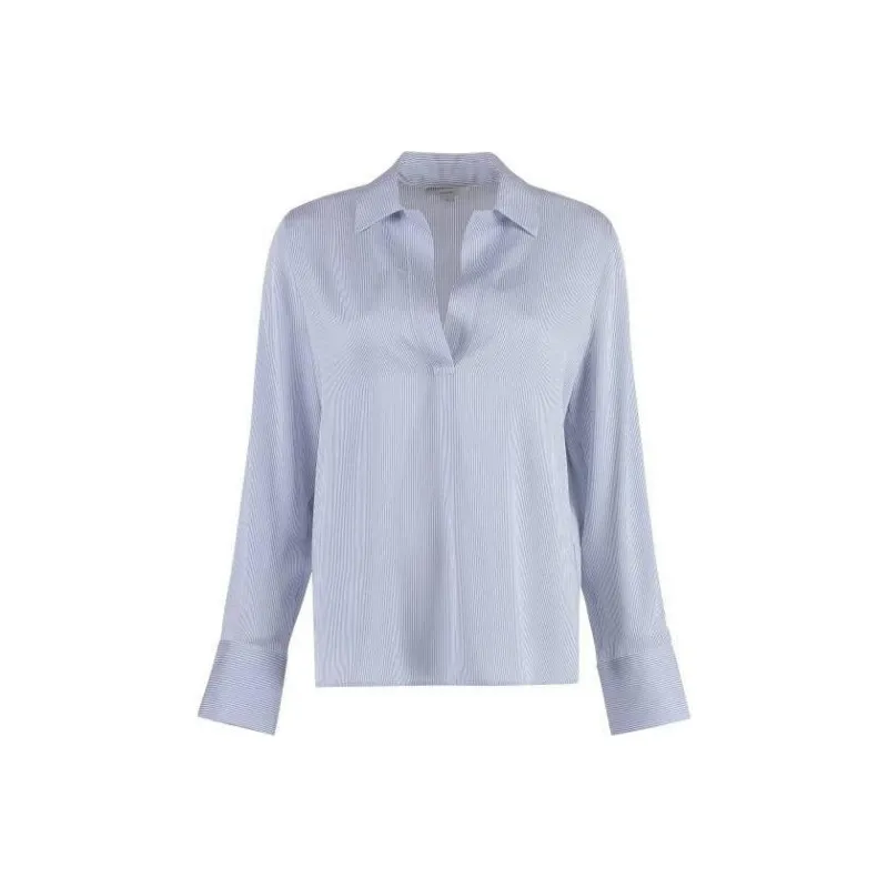 VINCE Micro stripe Silk satin Shirt-0