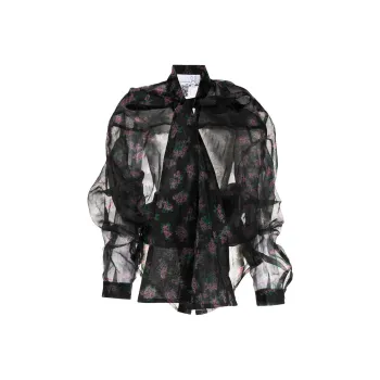 NATASHA ZINKO Pixel Flower Deconstructed Sheer Shirt