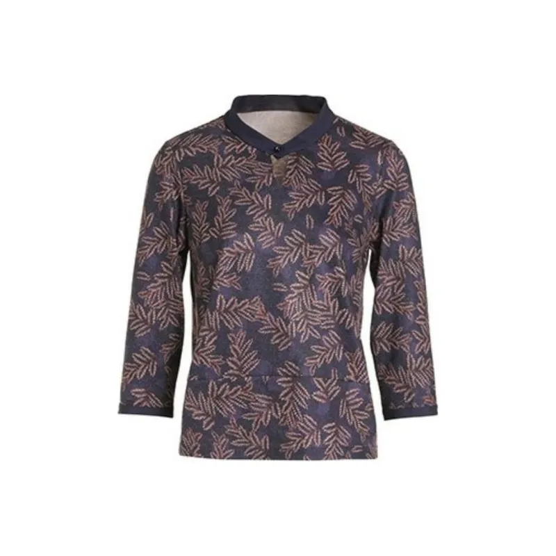 QIAOWANNI Knitwear Women's Gold Wheat Ear Flower Blue-0