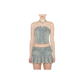 Misbhv Monogram jacquard Denim Corset Top