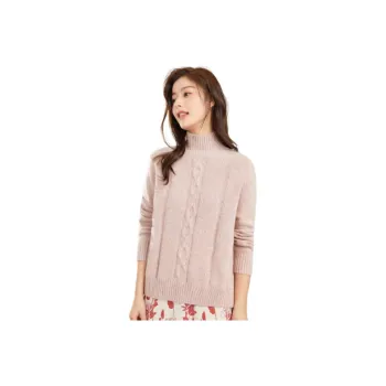 MIHUANG Cashmere Sweater Women's Pink With White Accents