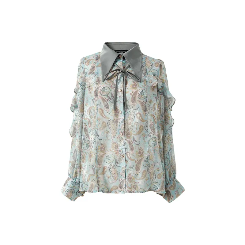 Like The Age Of Water Shirt Women's Green Floral-0