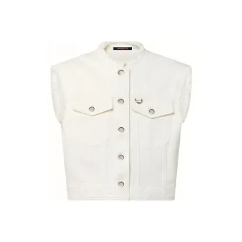 LOUIS VUITTON Frayed Hem Sleeveless Denim Jacket