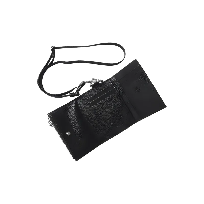 PRADA Cross-Stitch Leather Wallet Men's Black-3