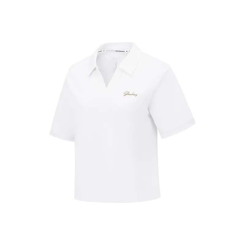 Skechers GODRI SS25 Polo Shirt Women's Bright White 0019-0