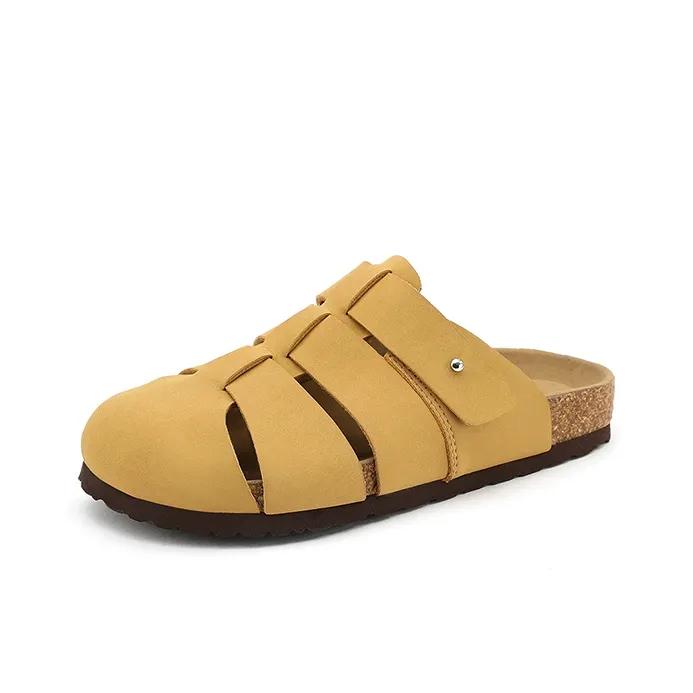 UBZ EVA Abrasion Resistant Closed Toe Slippers Women's Milk Tea-0
