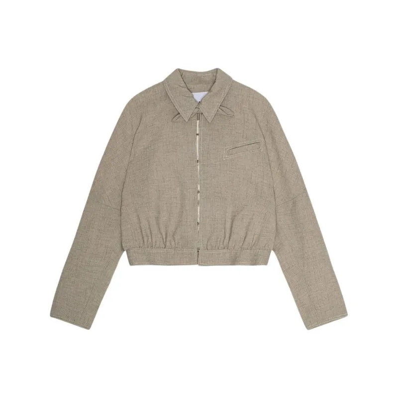 GANNI Melange Suiting Cropped Jacket-0