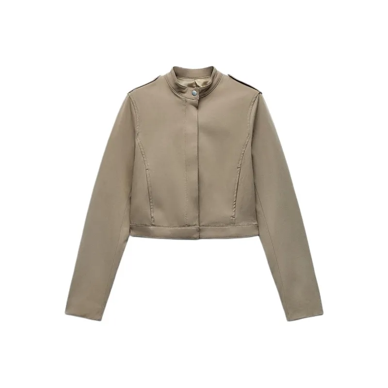 ZARA Jackets & Coats Women's Khaki-0
