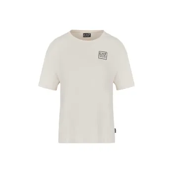 EMPORIO ARMANI EA7 FW24 Drop Shoulder Sleeve T Shirt Women's Greige