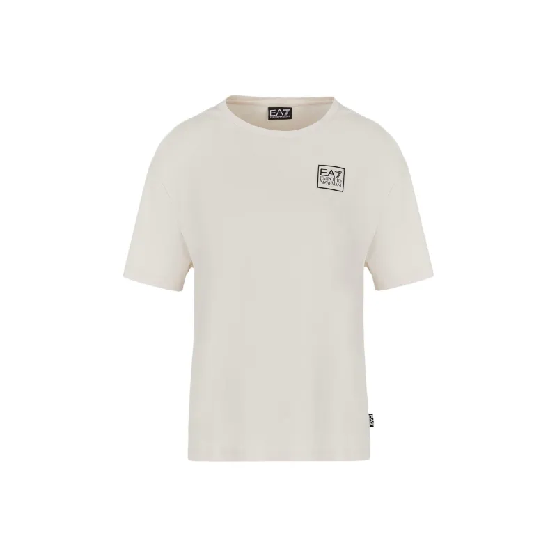 EMPORIO ARMANI EA7 FW24 Drop Shoulder Sleeve T Shirt Women's Greige-0