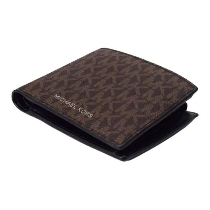 MICHAEL KORS MK Cooper Coated Canvas Card Holder Wallet Men's Black Brown-3