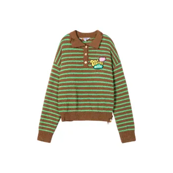 B.Duck Knitwear Women's Green Coffee Stripes