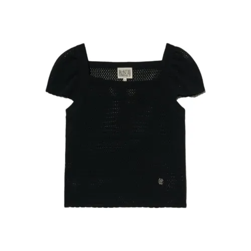 MARITHE FRANCOIS GIRBAUD Ruffle Sleeve T Shirt Women's Black