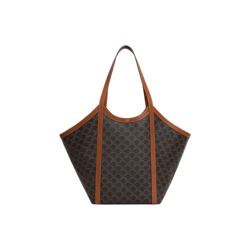 CELINE Cabas Cow Leather Tote Bag, Shopping Bag, Shoulder Bag, Handbag Tubas Women's Brown-2