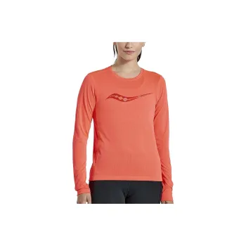 Saucony Stopwatch Graphic Long Sleeve Sweatshirt Women's Orange