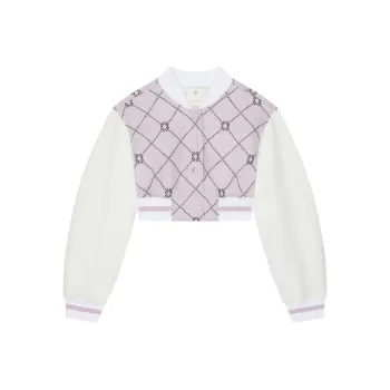 Givenchy Cropped Checked Varsity Jacket 'Grey/Pink'