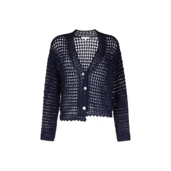 VINCE Crochet V neck Cardigan