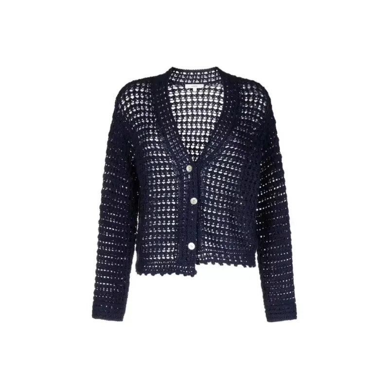 VINCE Crochet V neck Cardigan-0